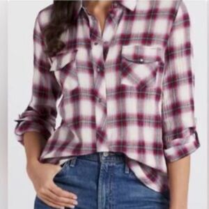 Kut from the Kloth plaid button down flannel style shirt, Large